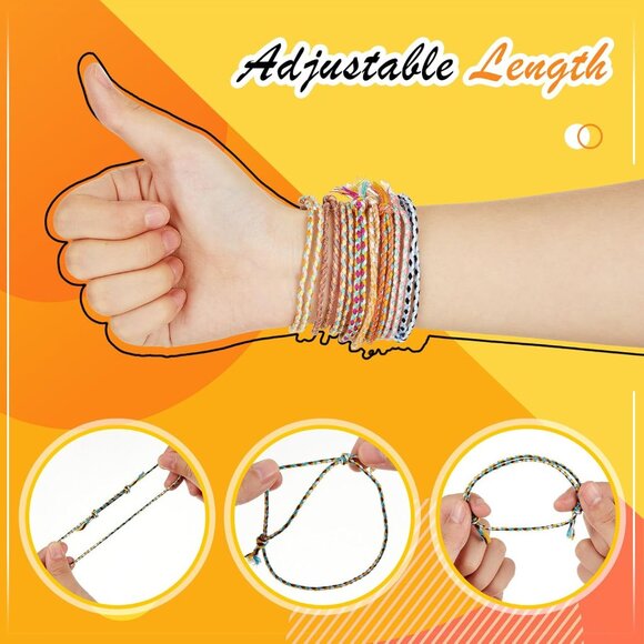 Colorful Handmade Cotton Friendship Bracelets, Adjustable, Party & Gift Ready - Picture 3 of 7